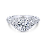 Gabriel & Co. 14k White Gold Victorian Vintage Engagement Ring - ER12579R4W44JJ photo