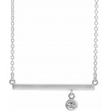 14K White Diamond Bezel-Set 18 Bar Necklace - 869056105P photo