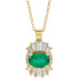 14K Yellow Emerald & 1/4 CTW Diamond 16-18 Necklace - 869706116P photo