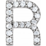 14K White .06 CTW Diamond Single Initial R Earring - 867976090P photo