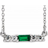 14K White Emerald & 1/5 CTW Diamond 18 Necklace - 86838705P photo