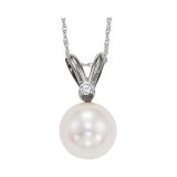 Gems One 14Kt White Gold Diamond (1/50Ctw) & Pearl (1/2 Ctw) Pendant - PPD6.00AAA-4W photo