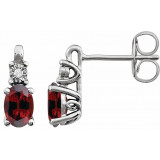 14K White Mozambique Garnet & .02 CTW Diamond Earrings - 651536108P photo