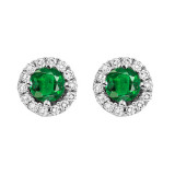 Gems One 14Kt White Gold Diamond (1/8Ctw) & Emerald (1/3 Ctw) Earring - NE331-4WCE photo