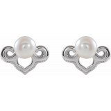 14K White Freshwater Cultured Pearl Earrings - 86939600P photo 2