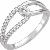 14K White Beaded Ring - 51683101P photo