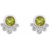 14K White Peridot & 1/8 CTW Diamond Earrings - 86777635P photo 2