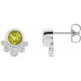 14K White Peridot & 1/8 CTW Diamond Earrings - 86777635P photo