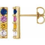 14K Yellow Multi-Color Sapphire Bar Earrings - 86951601P photo