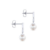 Gabriel & Co. 14k White Gold Grace Pearl & Diamond Drop Earrings - EG9902W45PL photo 3