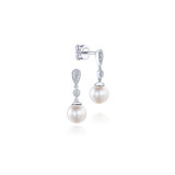 Gabriel & Co. 14k White Gold Grace Pearl & Diamond Drop Earrings - EG9902W45PL photo