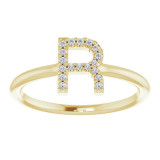 14K Yellow .08 CTW Diamond Initial R Ring - 1238346086P photo 3