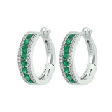 Gems One 14Kt White Gold Diamond (1/6Ctw) & Emerald (7/8 Ctw) Earring - ER10319-4WBE photo