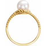 14K Yellow 7 mm White Freshwater Pearl Rope Ring - 6492601P photo 2