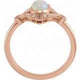 14K Rose Cabochon Ethiopian Opal, Pink Sapphire & .06 CTW Diamond Ring - 72093602P photo 2