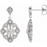 14K White 3/8 CTW Diamond Vintage-Inspired Earrings - 87055600P photo