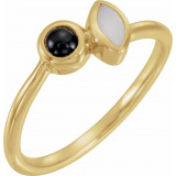 14K Yellow Opal & Onyx Ring - 72044601P photo