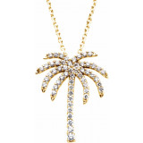 14K Yellow 1/4 CTW Diamond Palm Tree 16 Necklace - 6712784403P photo