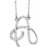 14K White 1/10 CTW Diamond Initial A 16 Necklace - 67399100P photo