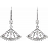 14K White 3/4 CTW Diamond Lever Back Fan Earrings - 86963600P photo 2