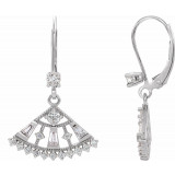 14K White 3/4 CTW Diamond Lever Back Fan Earrings - 86963600P photo