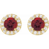 14K Yellow 6 mm Round Mozambique Garnet & 1/4 Diamond Earrings - 86839792P photo 2