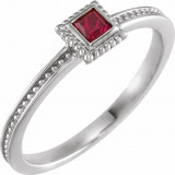 14K White Ruby Stackable Family Ring - 715186020P photo