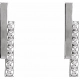Platinum Beaded Bar Earring - 86569603P photo 2