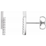 Platinum Beaded Bar Earring - 86569603P photo