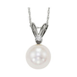 Gems One 14Kt White Gold Diamond (1/50Ctw) & Pearl (1/2 Ctw) Pendant - PPD7.00AAA-4W photo