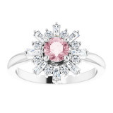 14K White 5 mm Round Pink Morganite & 3/8 CTW Diamond Ring - 720866010P photo 3