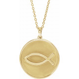 14K Yellow 20.3x18.4 mm Ichthus (Fish) 16-18 Necklace - 87008202P photo