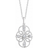 14K White  1/10 CTW Diamond Filigree 16-18 Necklace - 65238060000P photo