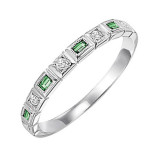 Gems One 14Kt White Gold Diamond (1/12Ctw) & Emerald (1/8 Ctw) Ring - FR1066-4WD photo