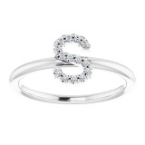 14K White .07 CTW Diamond Initial S Ring - 1238346090P photo 3