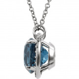 14K White 8 mm Round London Blue Topaz & .05 CTW Diamond 16 Necklace - 8590570000P photo 2