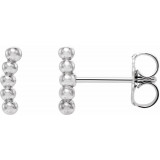 14K White 8.3x1.9 mm Curved Beaded Earrings - 86646600P photo