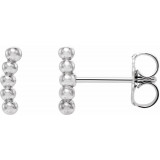 14K White 8.3x1.9 mm Curved Beaded Earrings - 86646600P photo