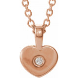 14K Rose .01 CT Diamond Youth Heart 16 Necklace - 190062612P photo