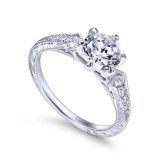 Gabriel & Co. 14k White Gold Victorian Straight Engagement Ring - ER11839R4W44JJ photo 3