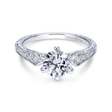 Gabriel & Co. 14k White Gold Victorian Straight Engagement Ring - ER11839R4W44JJ photo