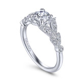 Gabriel & Co. 14k White Gold Victorian Split Shank Engagement Ring - ER14662R2W44JJ photo 3