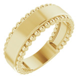 14K Yellow Engravable Beaded Ring - 51684102P photo