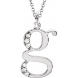 14K White .03 CTW Diamond Lowercase Initial g 16 Necklace - 8580360018P photo