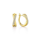 Gabriel & Co. 14k Yellow Gold Contemporary Diamond Huggie Earrings - EG13328Y45JJ photo