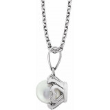 14K White Freshwater Cultured Pearl & .05 CTW Diamond 18 Necklace - 65195360006P photo 2