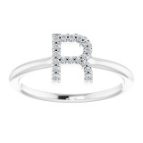 14K White .06 CTW Diamond Initial R Ring - 1238346085P photo 3