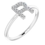 14K White .06 CTW Diamond Initial R Ring - 1238346085P photo