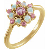 14K Yellow Pink Tourmaline & Ethiopian Opal Floral-Inspired Ring - 720786001P photo