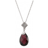 14K White 12x8 Briolette Brazilian Garnet & .04 CTW Diamond 18 Necklace - 6903664577P photo